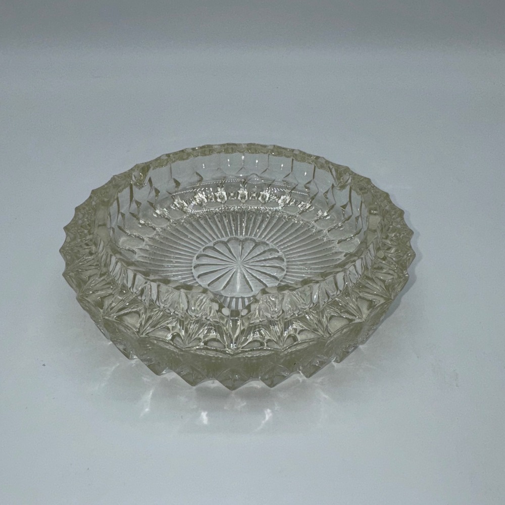 Vintage Crystal Ashtray Likely Made of Heavy Cut Glass Possibly Lead Yellow